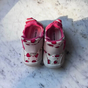 Toddler Slip-on Sneakers, white with strawberry pattern, size 5